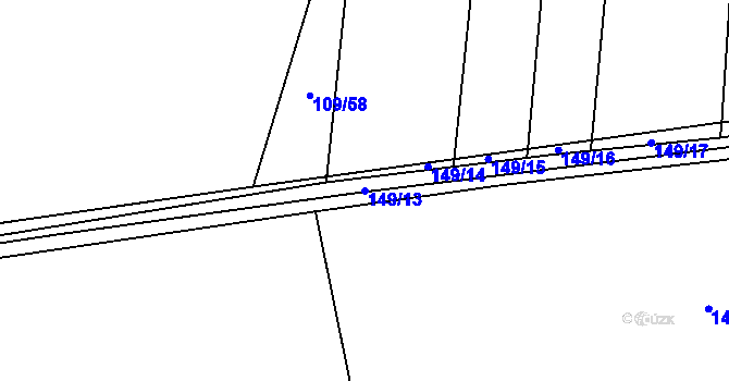 Parcela st. 149/13 v KÚ Zdislavice, Katastrální mapa