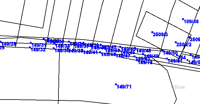Parcela st. 149/44 v KÚ Zdislavice, Katastrální mapa