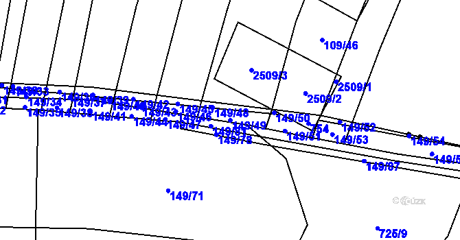 Parcela st. 149/49 v KÚ Zdislavice, Katastrální mapa