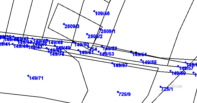 Parcela st. 149/53 v KÚ Zdislavice, Katastrální mapa