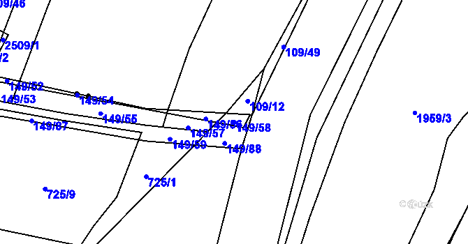 Parcela st. 149/58 v KÚ Zdislavice, Katastrální mapa
