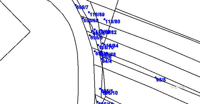 Parcela st. 118/88 v KÚ Zdislavice, Katastrální mapa