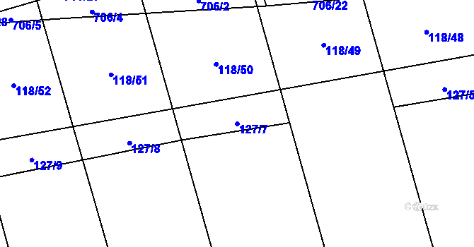 Parcela st. 127/7 v KÚ Zdislavice, Katastrální mapa