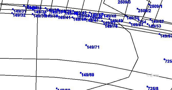 Parcela st. 149/71 v KÚ Zdislavice, Katastrální mapa