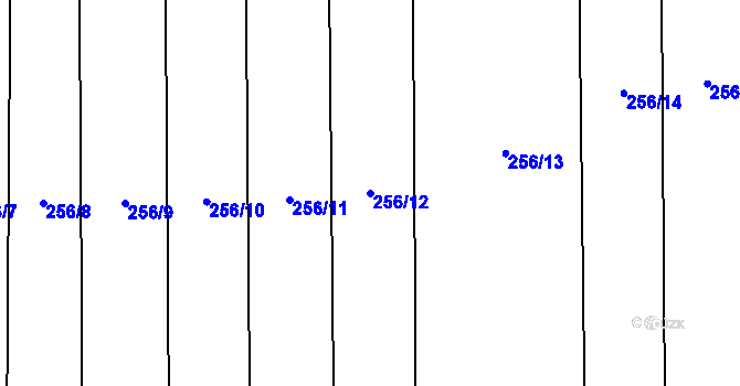 Parcela st. 256/12 v KÚ Zdislavice, Katastrální mapa