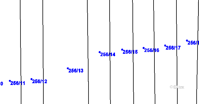 Parcela st. 256/14 v KÚ Zdislavice, Katastrální mapa