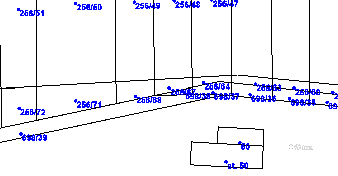 Parcela st. 256/67 v KÚ Zdislavice, Katastrální mapa