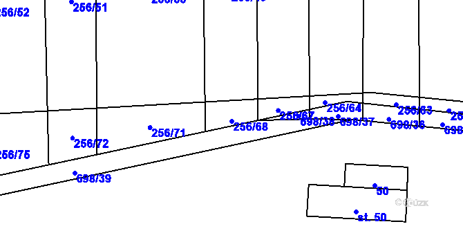 Parcela st. 256/68 v KÚ Zdislavice, Katastrální mapa