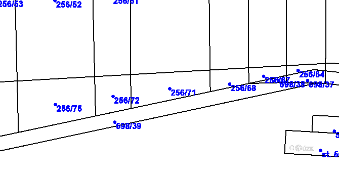 Parcela st. 256/71 v KÚ Zdislavice, Katastrální mapa