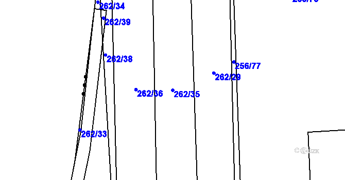 Parcela st. 262/35 v KÚ Zdislavice, Katastrální mapa