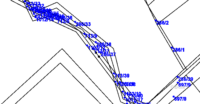 Parcela st. 286/37 v KÚ Zdislavice, Katastrální mapa