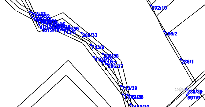 Parcela st. 286/38 v KÚ Zdislavice, Katastrální mapa