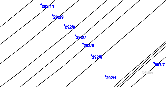 Parcela st. 292/6 v KÚ Zdislavice, Katastrální mapa