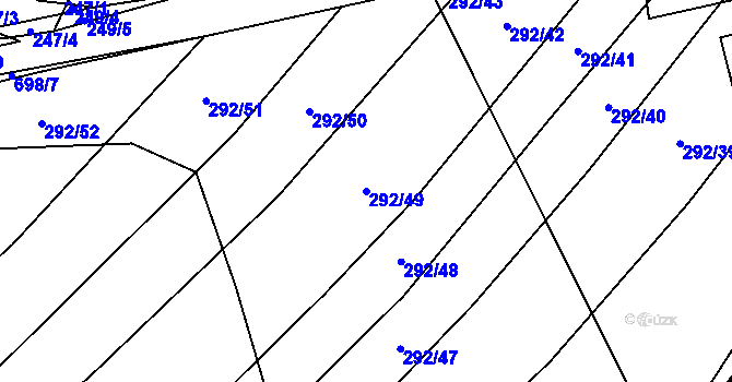 Parcela st. 292/49 v KÚ Zdislavice, Katastrální mapa