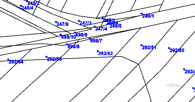 Parcela st. 292/52 v KÚ Zdislavice, Katastrální mapa