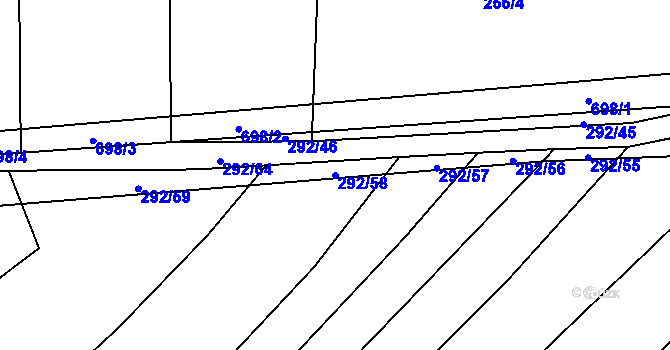 Parcela st. 292/58 v KÚ Zdislavice, Katastrální mapa
