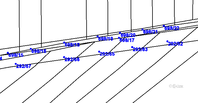 Parcela st. 292/65 v KÚ Zdislavice, Katastrální mapa