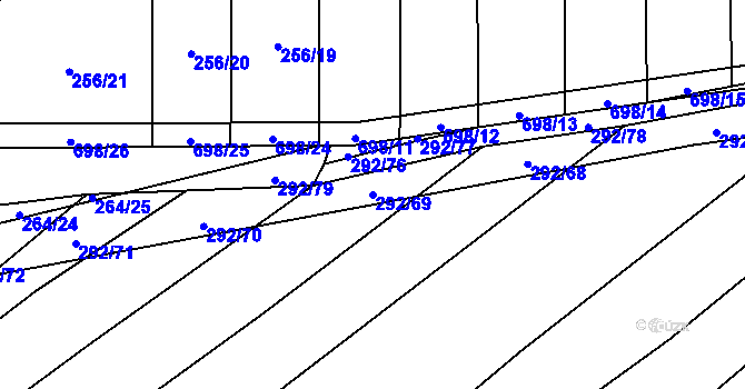 Parcela st. 292/69 v KÚ Zdislavice, Katastrální mapa
