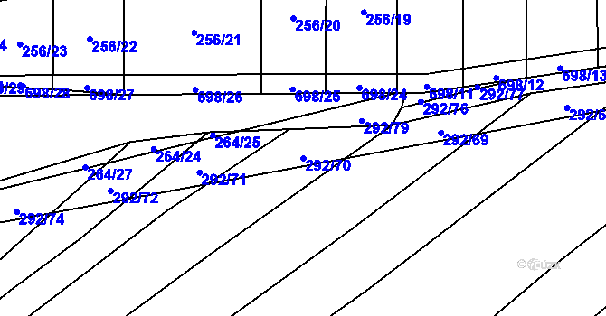 Parcela st. 292/70 v KÚ Zdislavice, Katastrální mapa