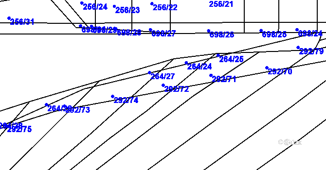 Parcela st. 292/72 v KÚ Zdislavice, Katastrální mapa