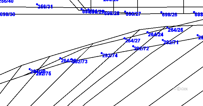 Parcela st. 292/74 v KÚ Zdislavice, Katastrální mapa
