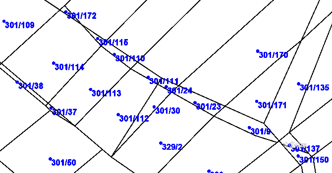 Parcela st. 301/24 v KÚ Zdislavice, Katastrální mapa