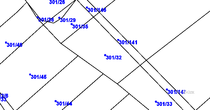 Parcela st. 301/32 v KÚ Zdislavice, Katastrální mapa