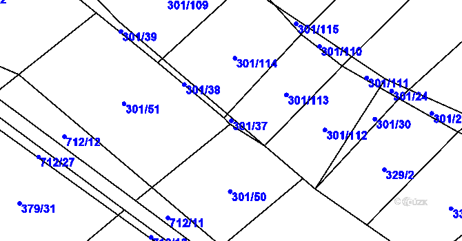 Parcela st. 301/37 v KÚ Zdislavice, Katastrální mapa