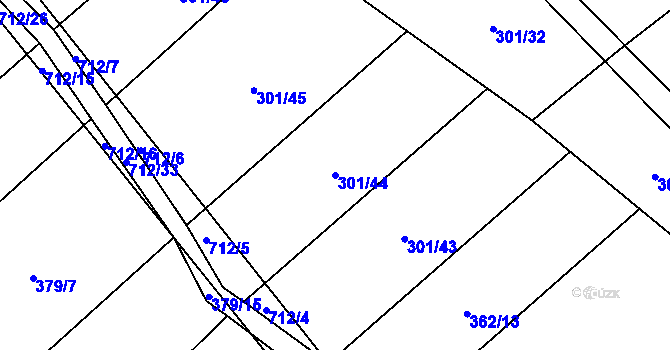 Parcela st. 301/44 v KÚ Zdislavice, Katastrální mapa