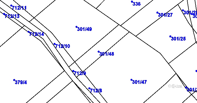 Parcela st. 301/48 v KÚ Zdislavice, Katastrální mapa