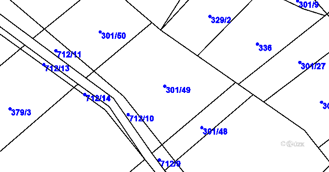 Parcela st. 301/49 v KÚ Zdislavice, Katastrální mapa