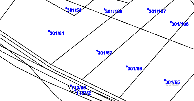 Parcela st. 301/67 v KÚ Zdislavice, Katastrální mapa