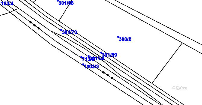 Parcela st. 301/69 v KÚ Zdislavice, Katastrální mapa