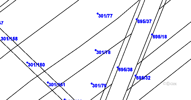 Parcela st. 301/78 v KÚ Zdislavice, Katastrální mapa