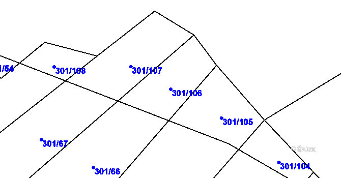Parcela st. 301/106 v KÚ Zdislavice, Katastrální mapa