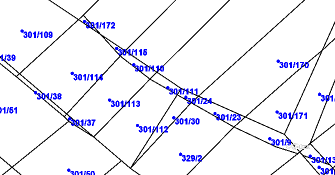 Parcela st. 301/111 v KÚ Zdislavice, Katastrální mapa