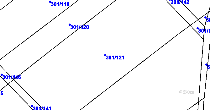 Parcela st. 301/121 v KÚ Zdislavice, Katastrální mapa