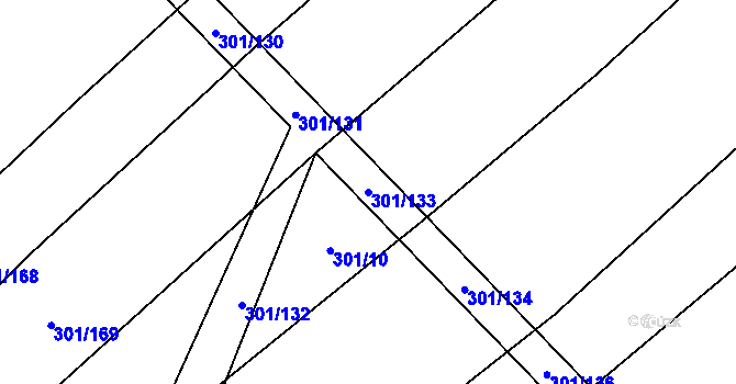 Parcela st. 301/133 v KÚ Zdislavice, Katastrální mapa