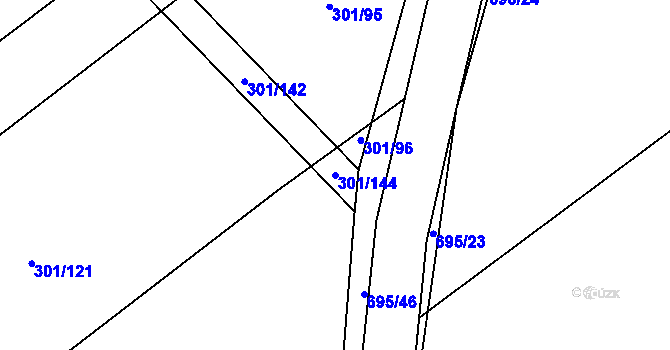 Parcela st. 301/144 v KÚ Zdislavice, Katastrální mapa