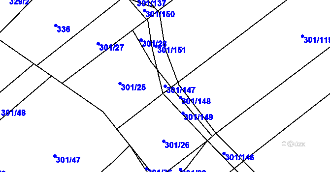 Parcela st. 301/147 v KÚ Zdislavice, Katastrální mapa