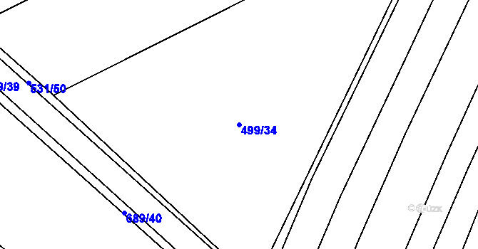 Parcela st. 499/34 v KÚ Zdislavice, Katastrální mapa