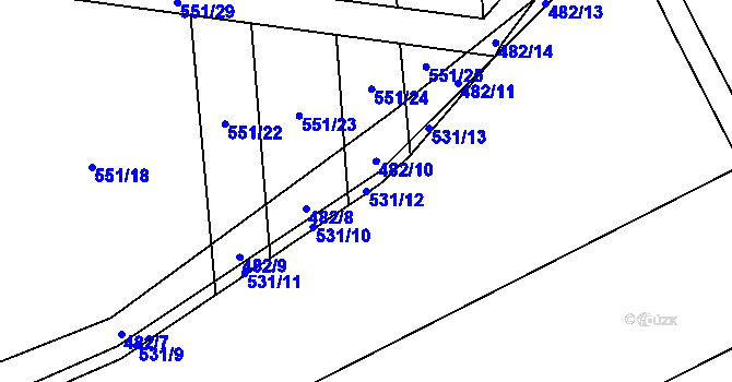 Parcela st. 531/12 v KÚ Zdislavice, Katastrální mapa