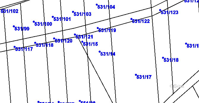 Parcela st. 531/14 v KÚ Zdislavice, Katastrální mapa