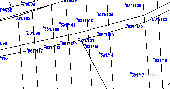 Parcela st. 531/15 v KÚ Zdislavice, Katastrální mapa