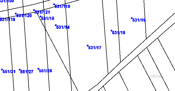 Parcela st. 531/17 v KÚ Zdislavice, Katastrální mapa