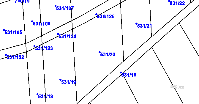 Parcela st. 531/20 v KÚ Zdislavice, Katastrální mapa