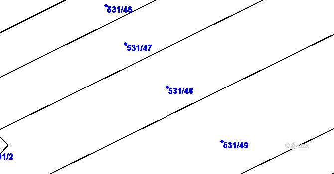 Parcela st. 531/48 v KÚ Zdislavice, Katastrální mapa