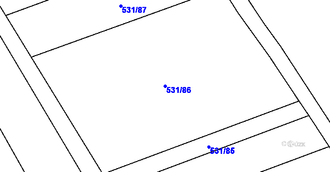 Parcela st. 531/86 v KÚ Zdislavice, Katastrální mapa