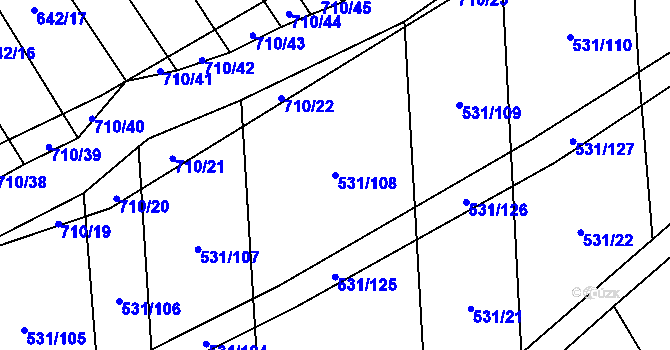Parcela st. 531/108 v KÚ Zdislavice, Katastrální mapa