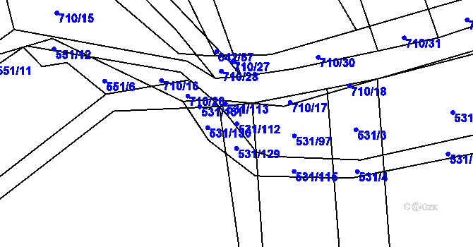 Parcela st. 531/112 v KÚ Zdislavice, Katastrální mapa